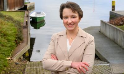 Picture of Oleksandra Shumilova at lake Müggelsee