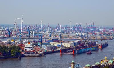 A picture of the port of Hamburg