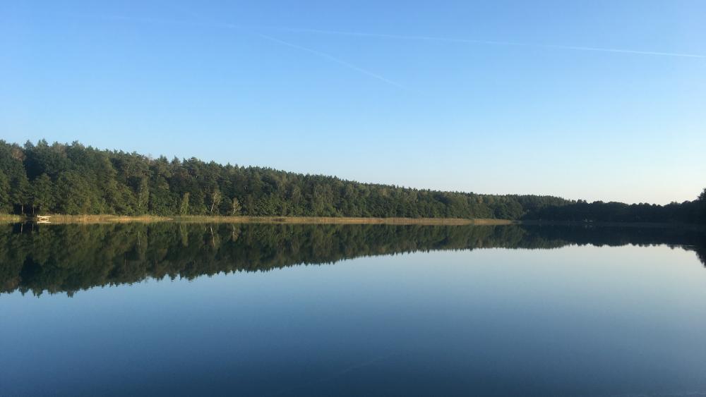 Schulzensee lake in Mecklenburg-Vorpommern, Germany, at sunset