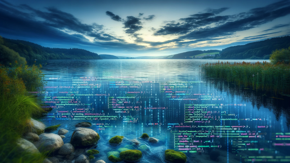 Symbolic image of data and water
