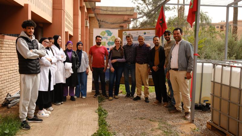 Gruppenfoto des Teams aus IGB-Forschenden und Mitgliedern der Cadi-Ayyad-Universit&auml;t (CAU) in Marrakesch.