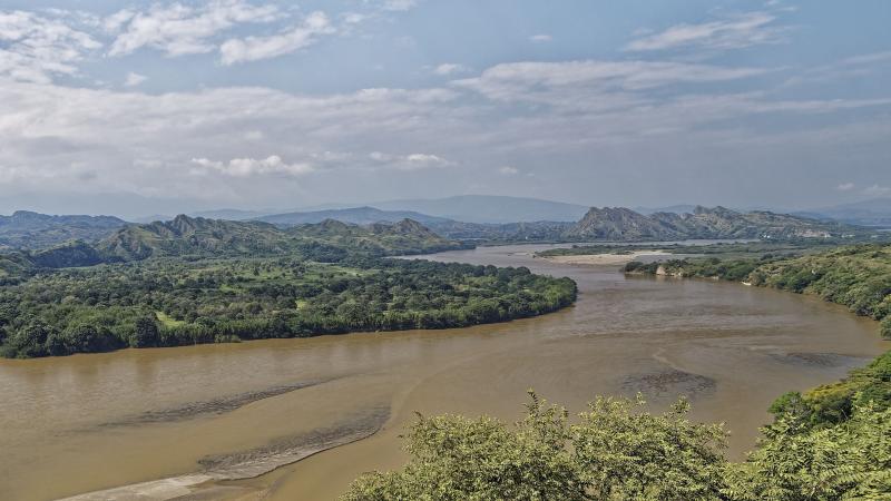An aerial view of the Magdalena River in Colombia